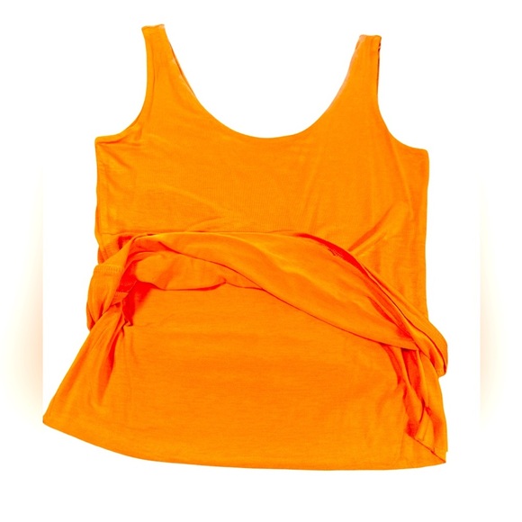 Double Zero Scoop Neck Tank Size Large Orange Sleeveless Straight Hem Stretch - Picture 6 of 11